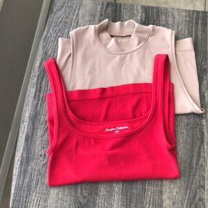 Vibrant Red and light brown Pink Tank Tops